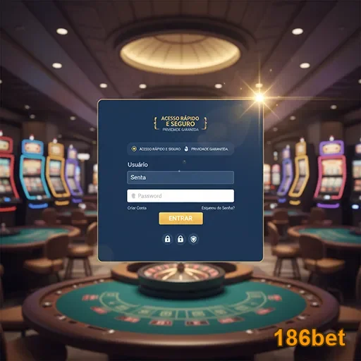 Tela de login do aplicativo 186bet com foco em segurança.