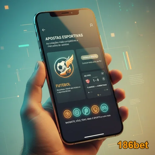 Tela do celular exibindo apostas em esportes na 186bet.