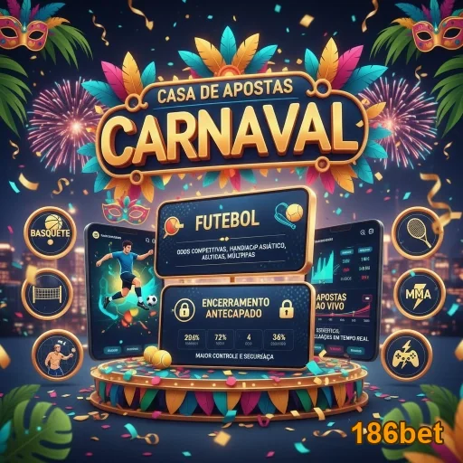 Interface da 186bet mostrando acesso a jogos VIP em carnaval.