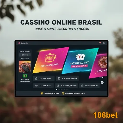 Tela da 186bet mostrando jogos de slot e cassino ao vivo.
