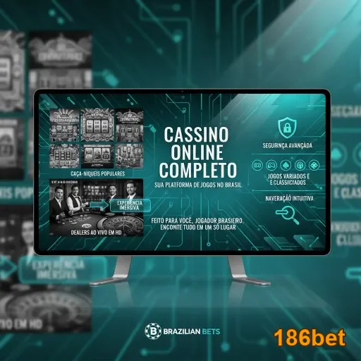 Tela de computador mostrando jogos de cassino da 186bet.
