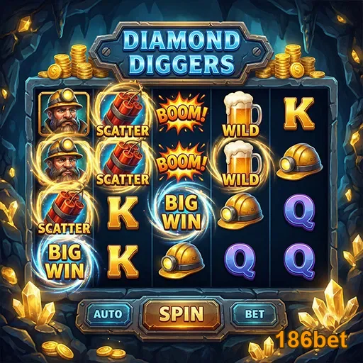 Jogadores VIP desfrutam do jogo Diamond Diggers na 186bet.