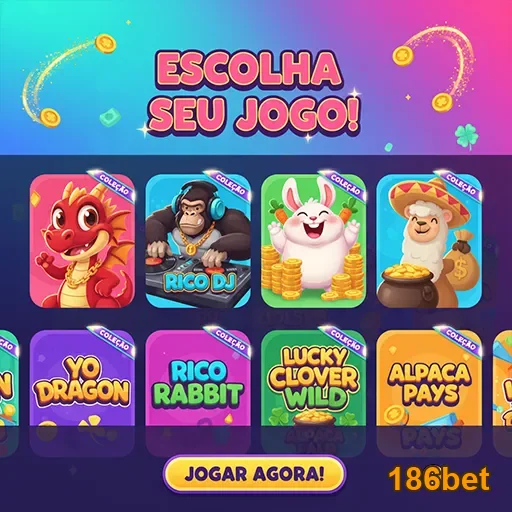 Tela do aplicativo cassino 186bet com opções de jogos.