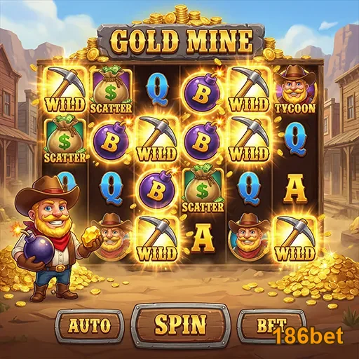 jogo Gold Mine na plataforma 186bet com ícones de caça-níqueis.