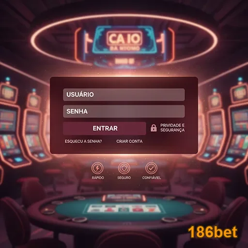 Tela de login da 186bet para acesso a serviços VIP.