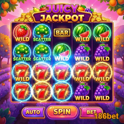 Slots Juicy Jackpot da 186bet com gráficos coloridos e vibrantes.