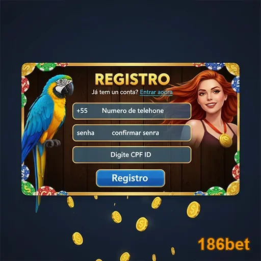Tela de registro da 186bet com opção de criar conta VIP.