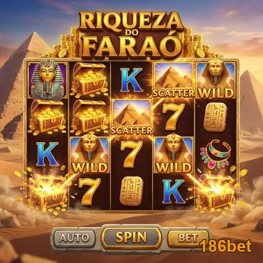 Tela do jogo 'Riqueza do Faraó' na plataforma 186bet.