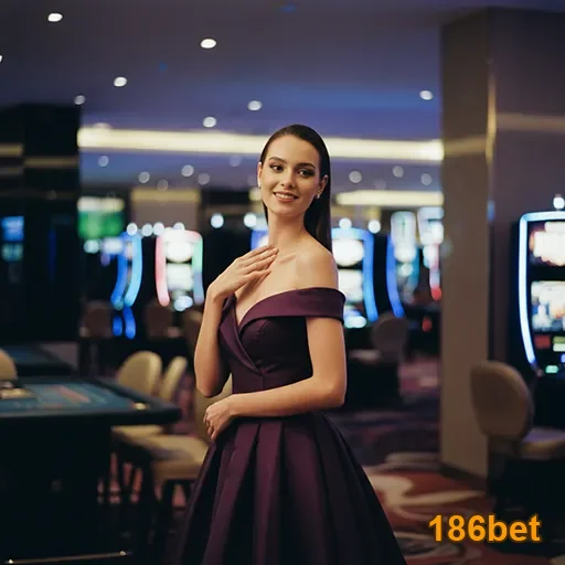 Jogadora VIP no cassino 186bet, destacando-se na sala.