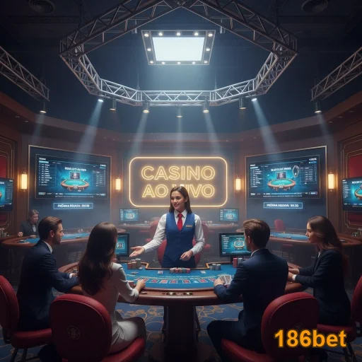 Ambiente de cassino ao vivo da 186bet com atendimento VIP.