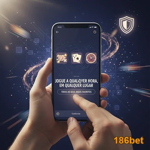 Interface de jogo da 186bet em smartphone com ícones de jogos.